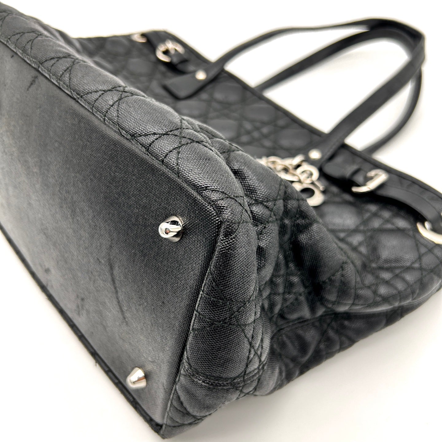 Dior Black Canvas Lady Dior Tote Bag [Used]