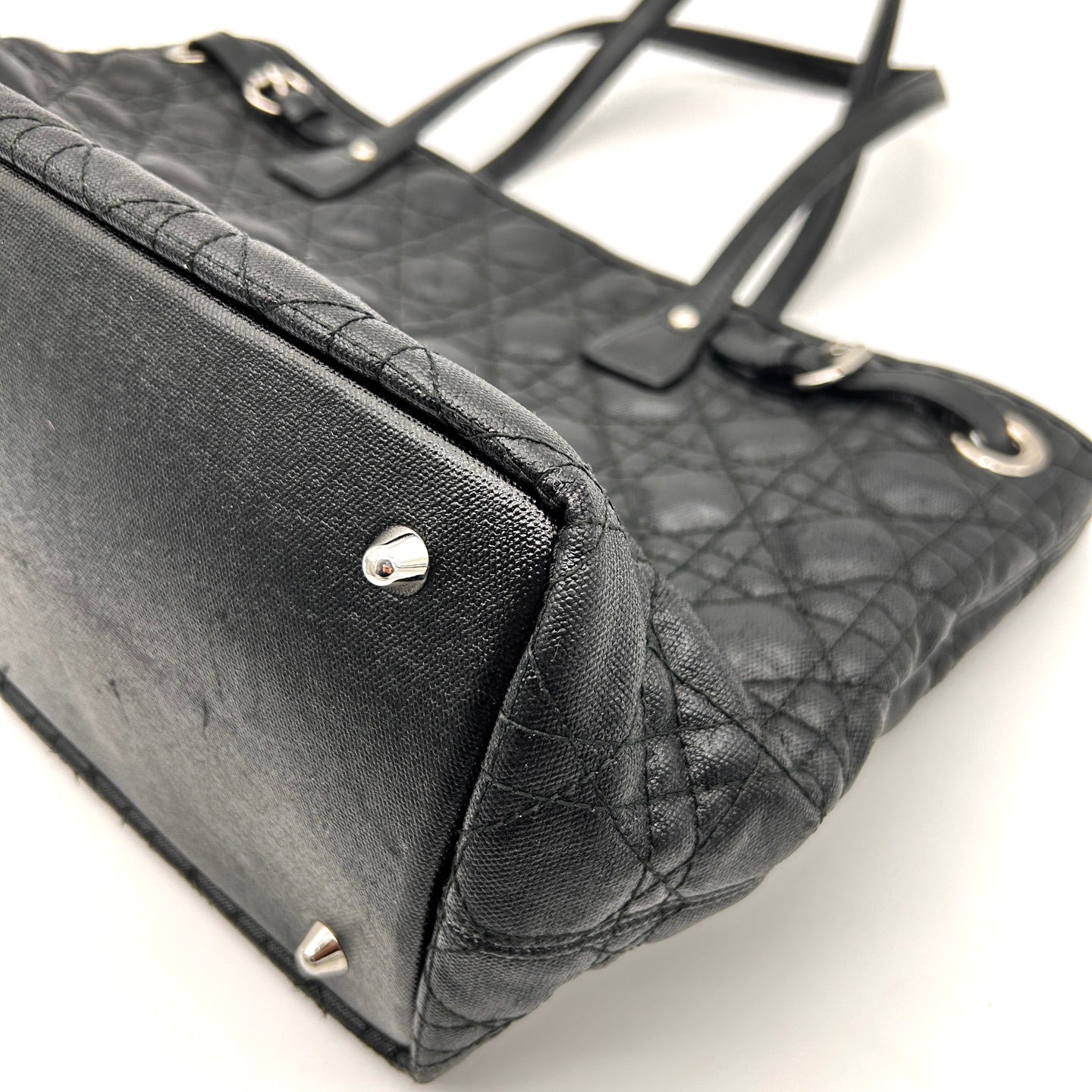 Dior Black Canvas Lady Dior Tote Bag [Used]