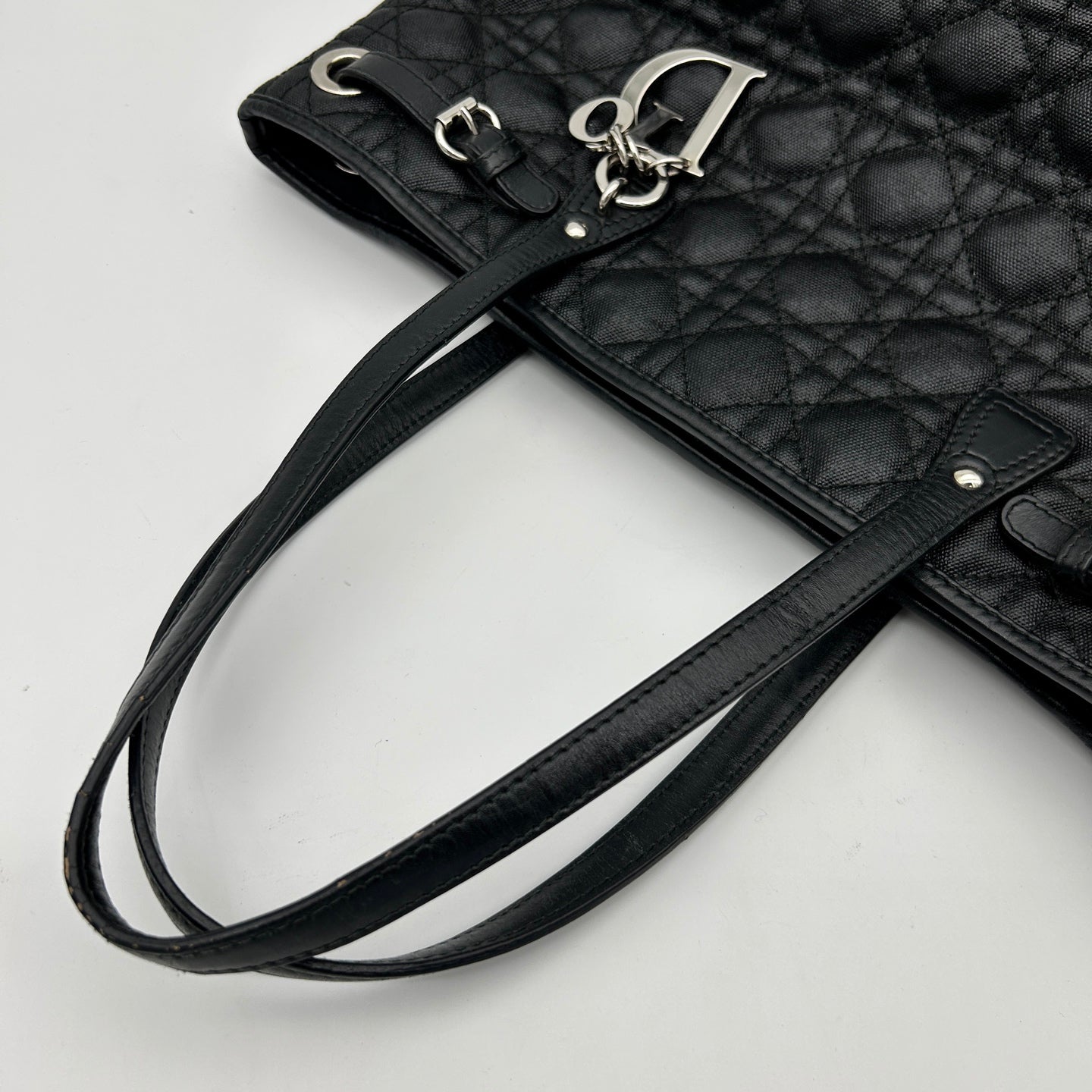 Dior Black Canvas Lady Dior Tote Bag [Used]