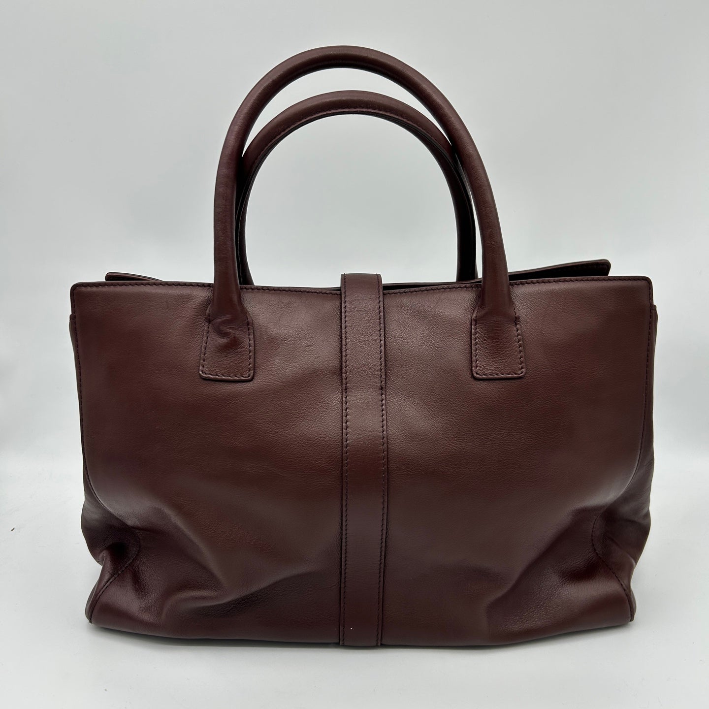 Chanel Reddish Brown Leather Buckle Tote Bag [Used]