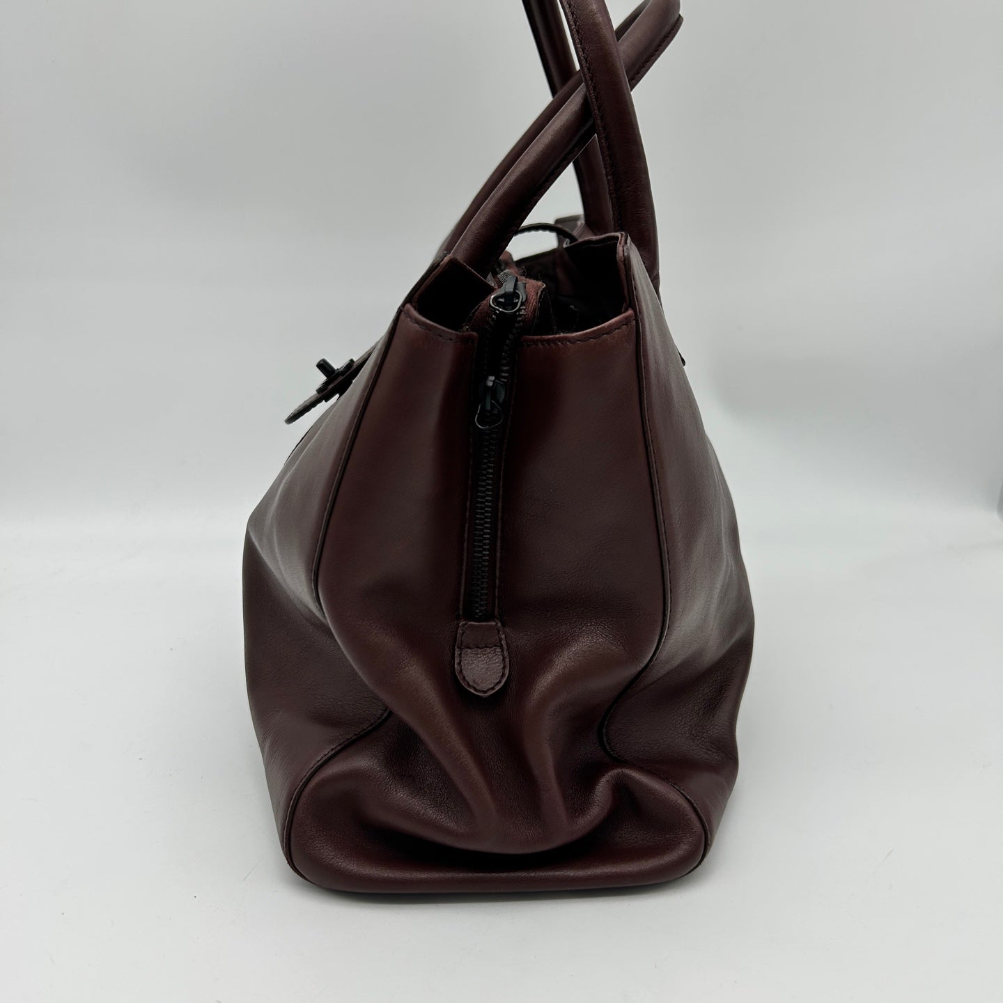 Chanel Reddish Brown Leather Buckle Tote Bag [Used]