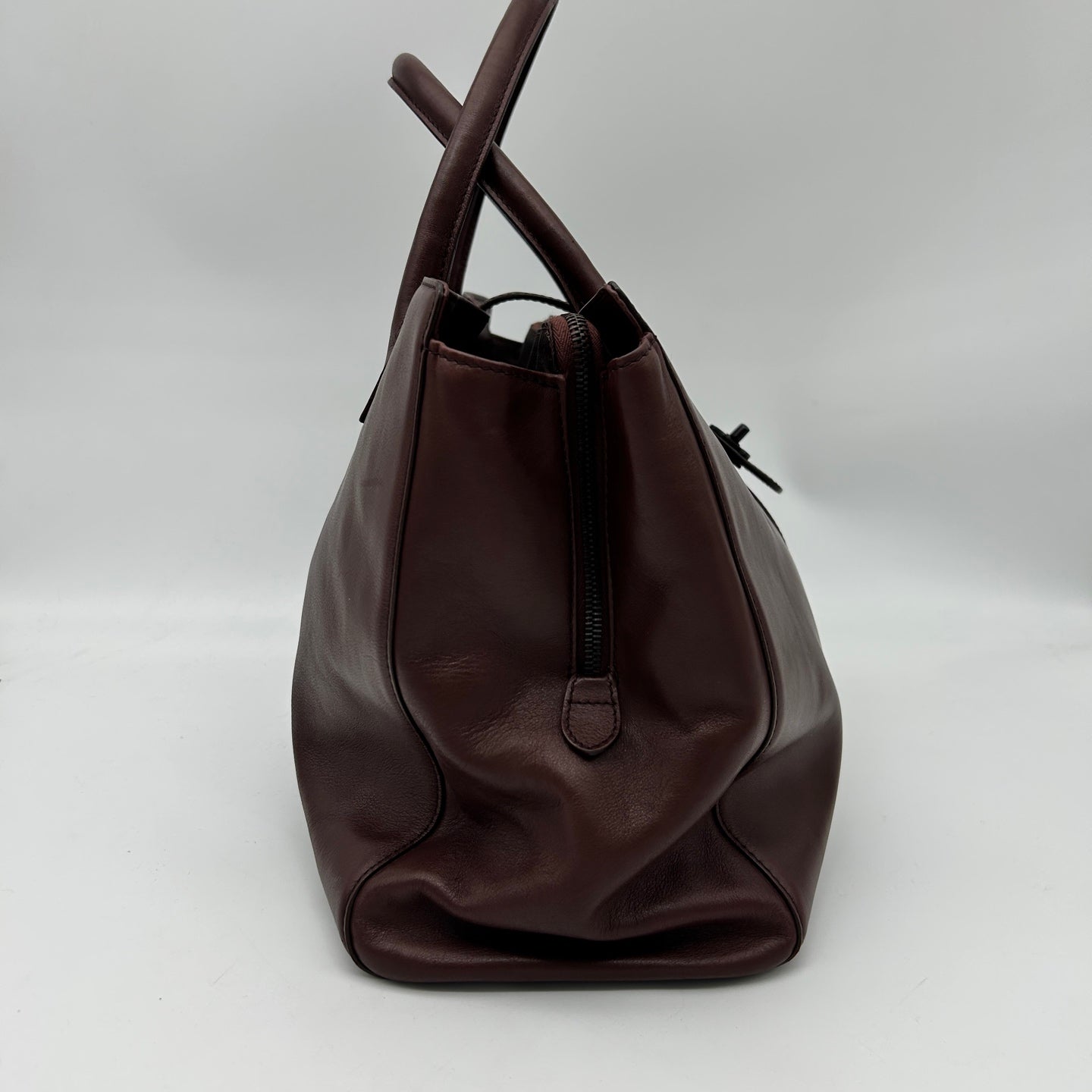 Chanel Reddish Brown Leather Buckle Tote Bag [Used]