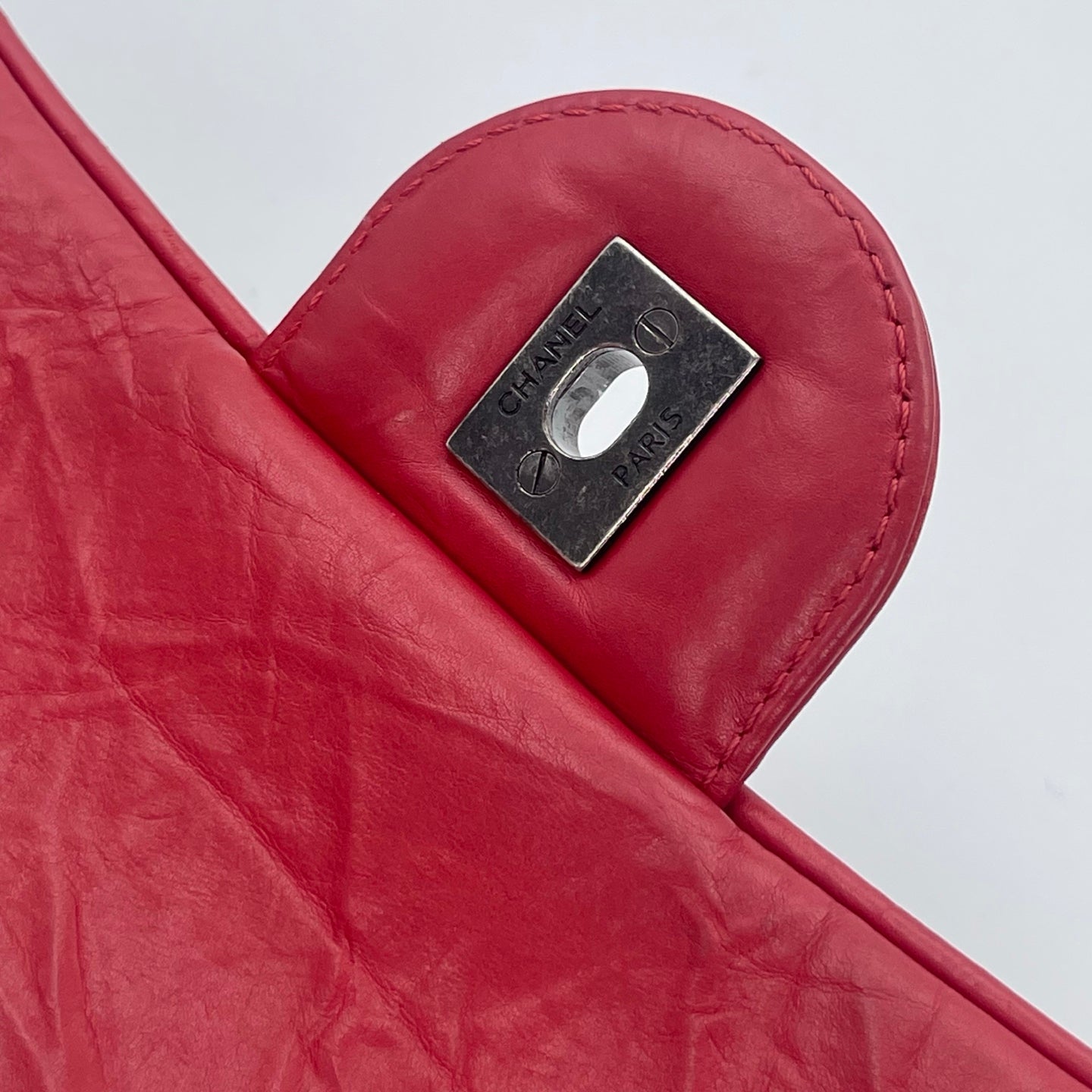 CHANEL 2016 Red Oiled Calfskin Easy Flap Chain Shoulder Bag [Used]