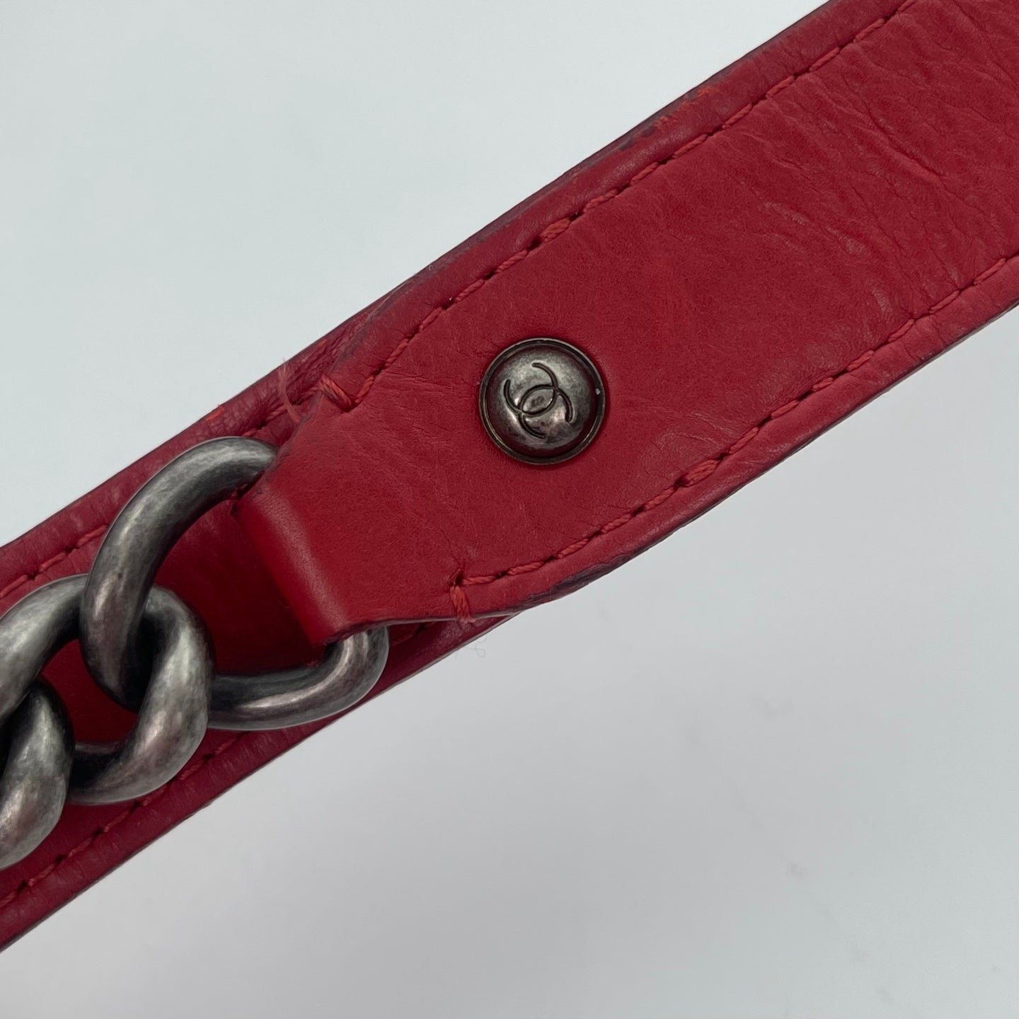 CHANEL 2016 Red Oiled Calfskin Easy Flap Chain Shoulder Bag [Used]