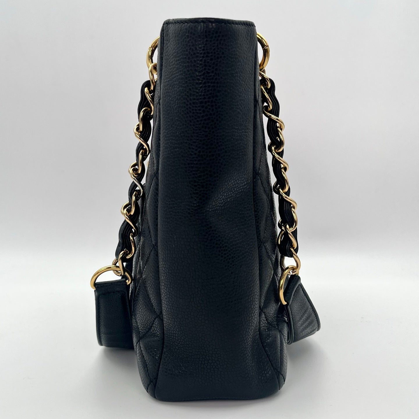 CHANEL Black Caviar Leather PST Shoulder Tote Bag with Gold Hardware  [Used]