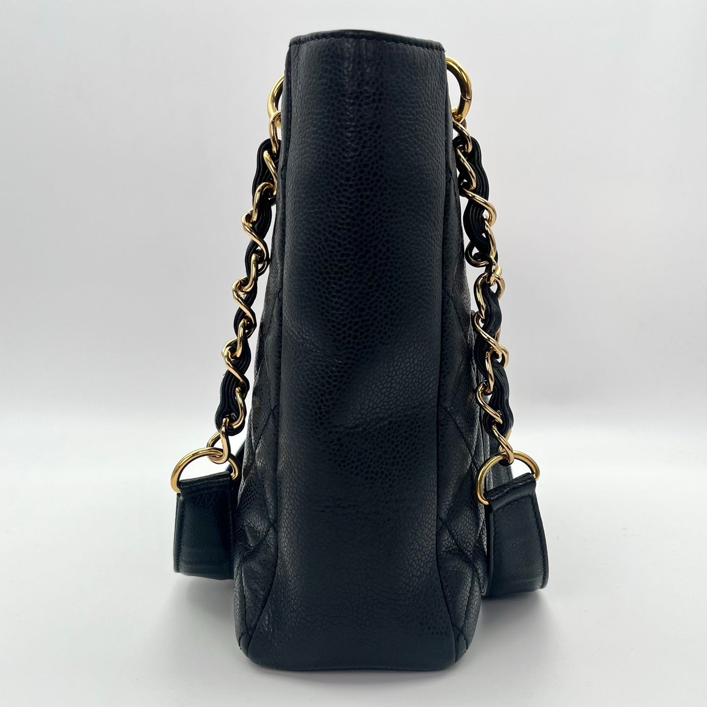 CHANEL Black Caviar Leather PST Shoulder Tote Bag with Gold Hardware  [Used]