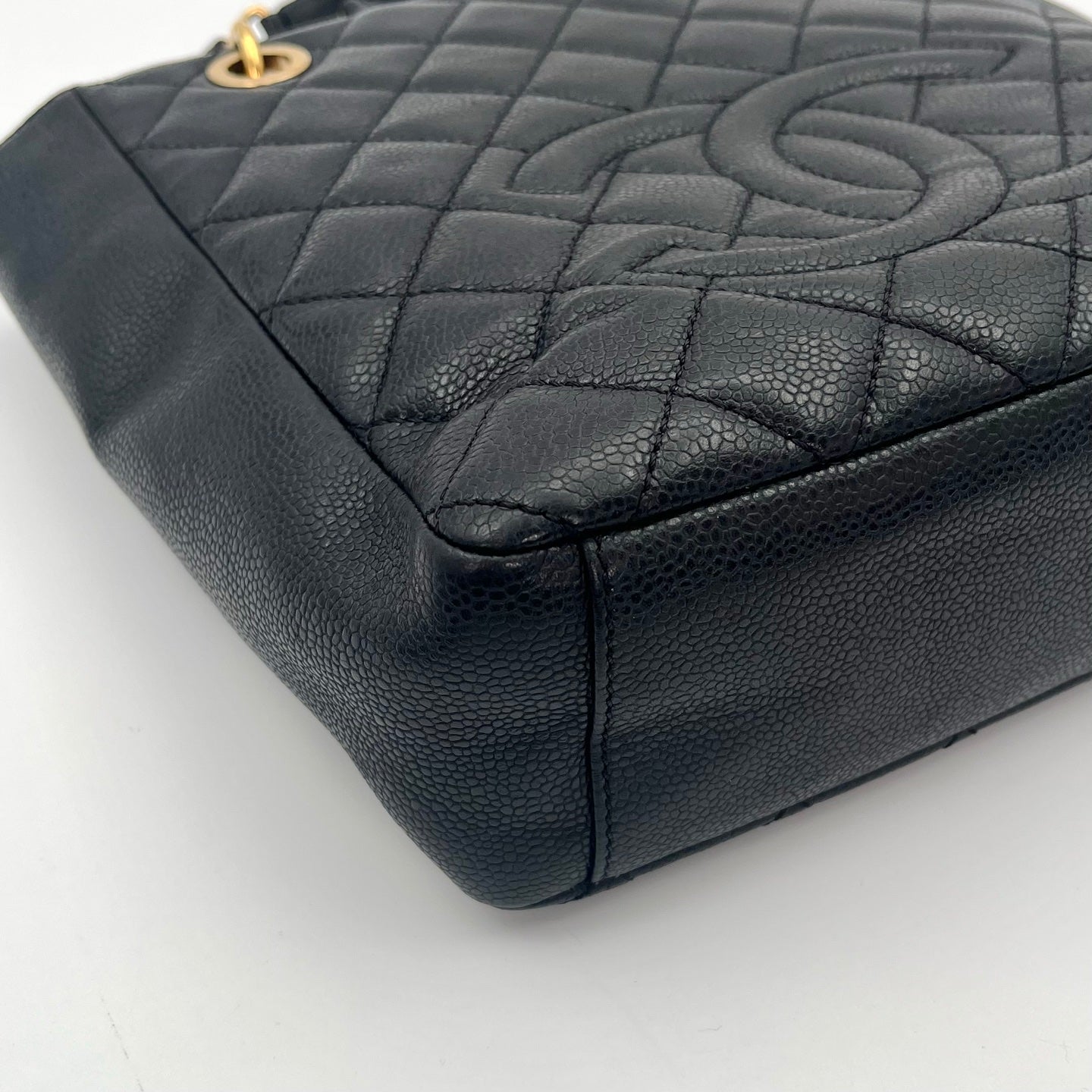 CHANEL Black Caviar Leather PST Shoulder Tote Bag with Gold Hardware  [Used]