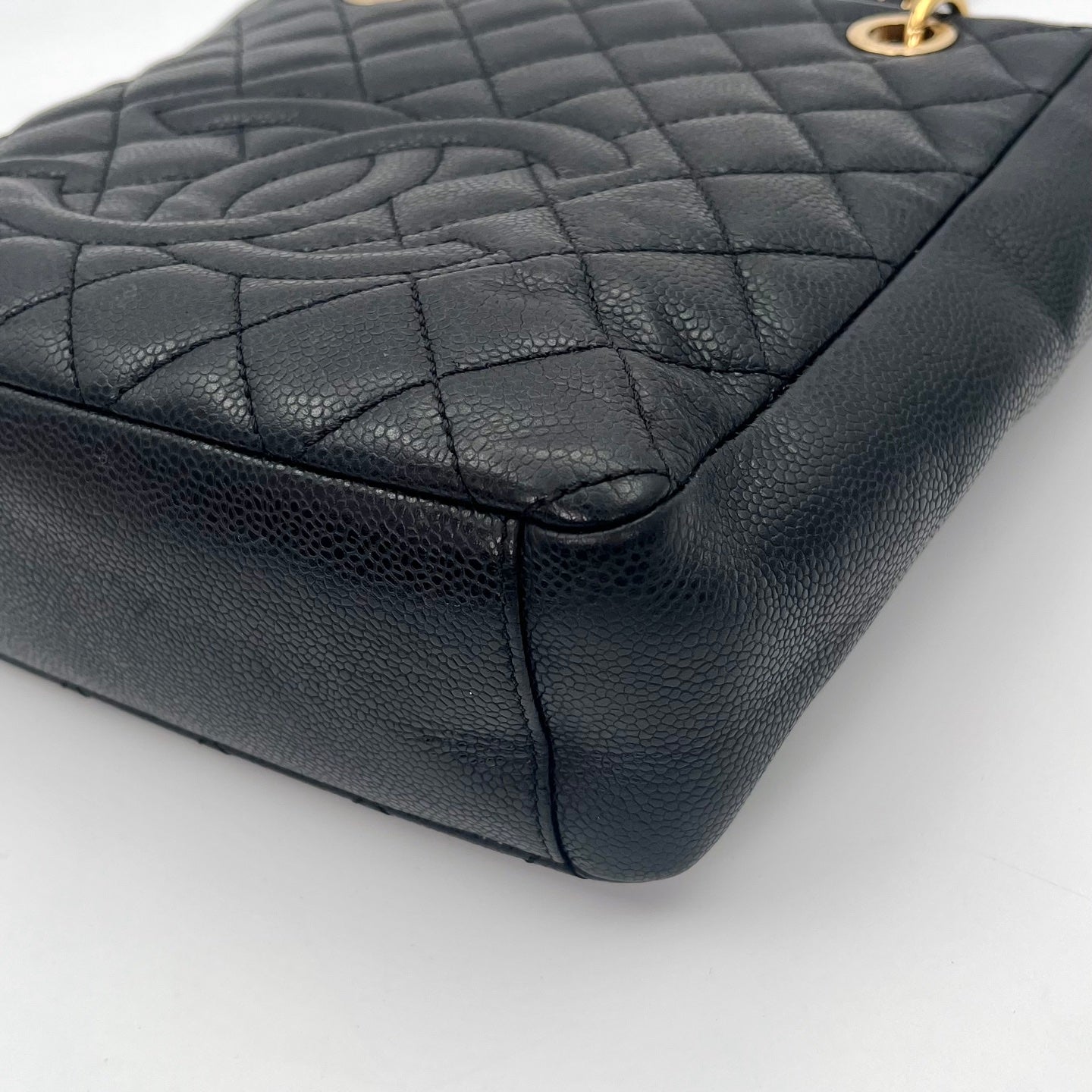 CHANEL Black Caviar Leather PST Shoulder Tote Bag with Gold Hardware  [Used]