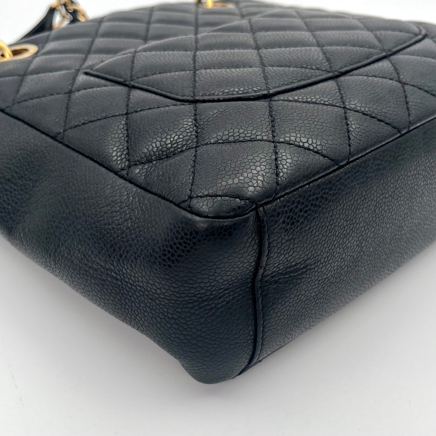 CHANEL Black Caviar Leather PST Shoulder Tote Bag with Gold Hardware  [Used]
