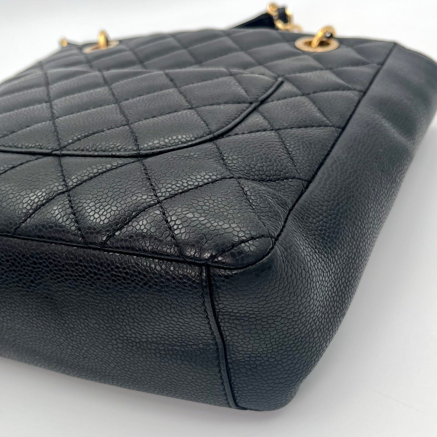 CHANEL Black Caviar Leather PST Shoulder Tote Bag with Gold Hardware  [Used]