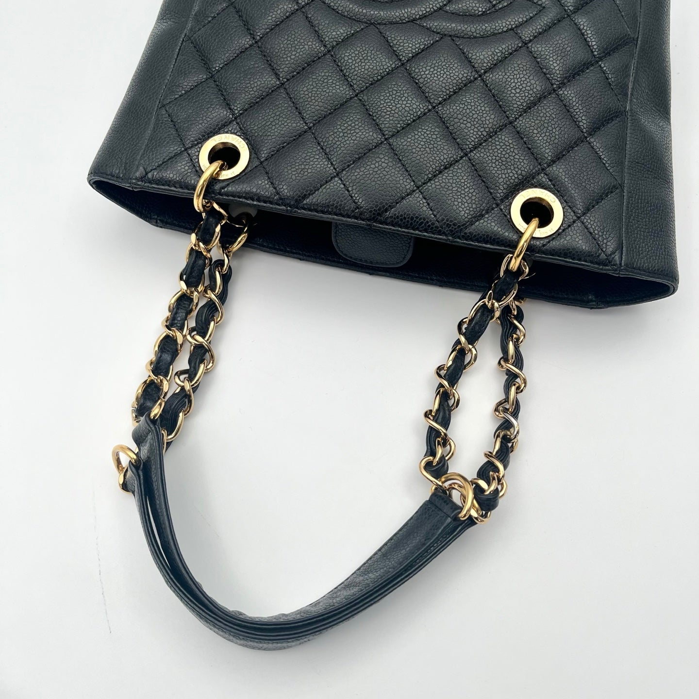 CHANEL Black Caviar Leather PST Shoulder Tote Bag with Gold Hardware  [Used]