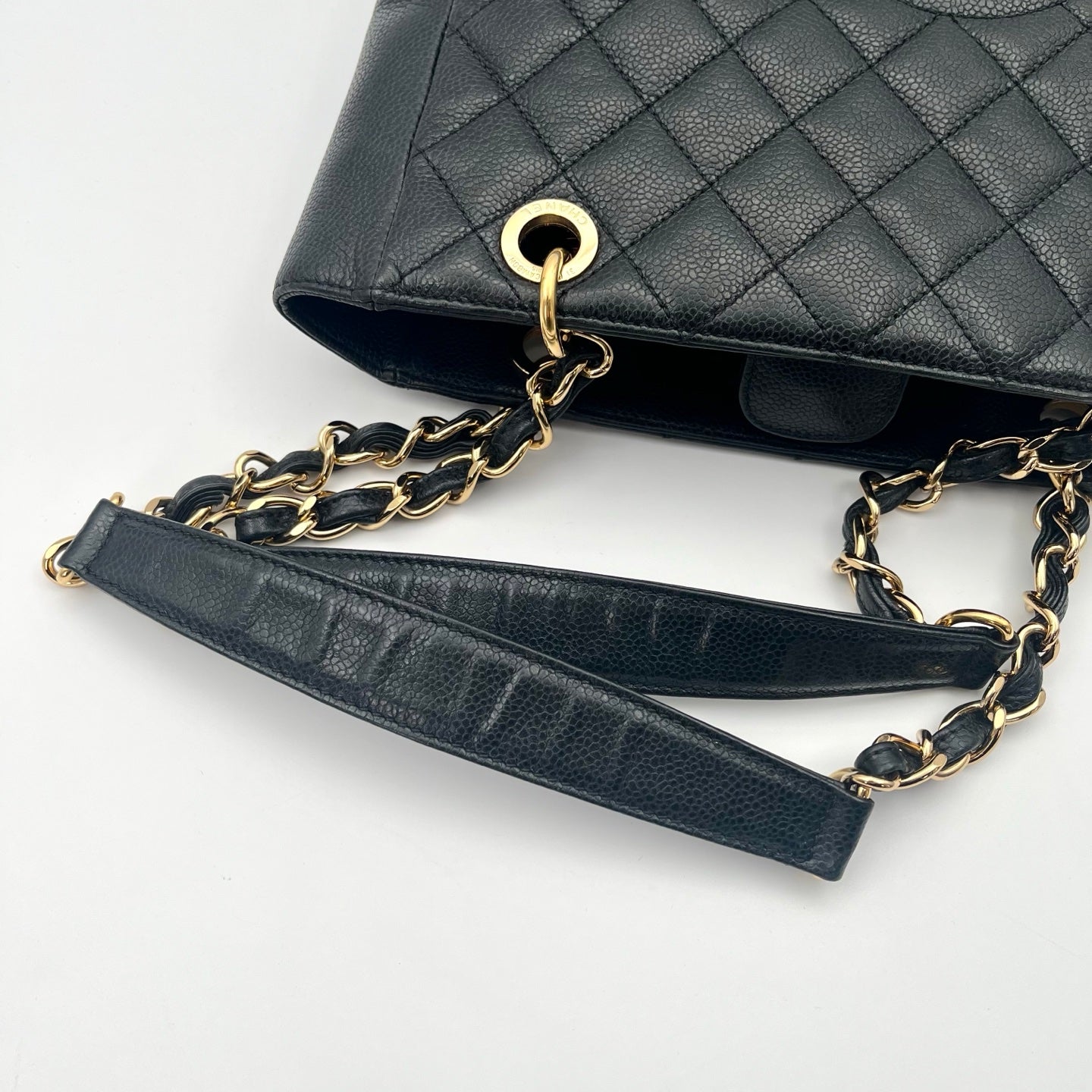 CHANEL Black Caviar Leather PST Shoulder Tote Bag with Gold Hardware  [Used]