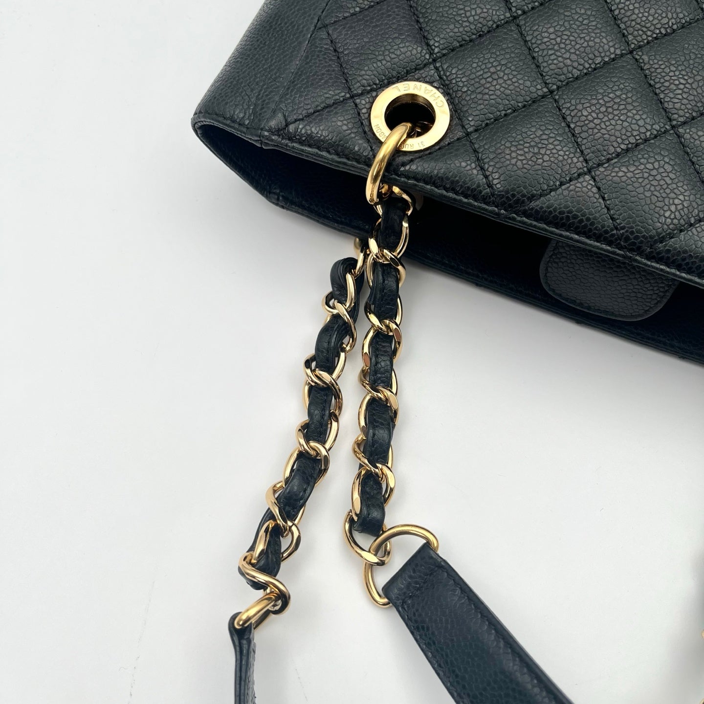 CHANEL Black Caviar Leather PST Shoulder Tote Bag with Gold Hardware  [Used]