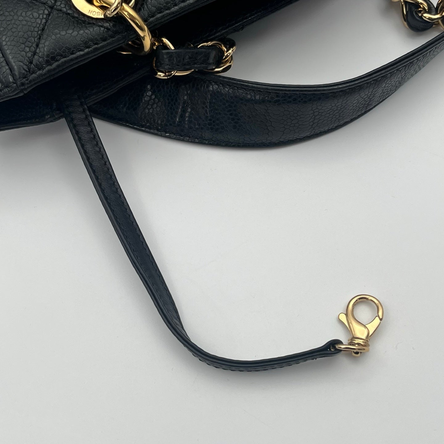 CHANEL Black Caviar Leather PST Shoulder Tote Bag with Gold Hardware  [Used]