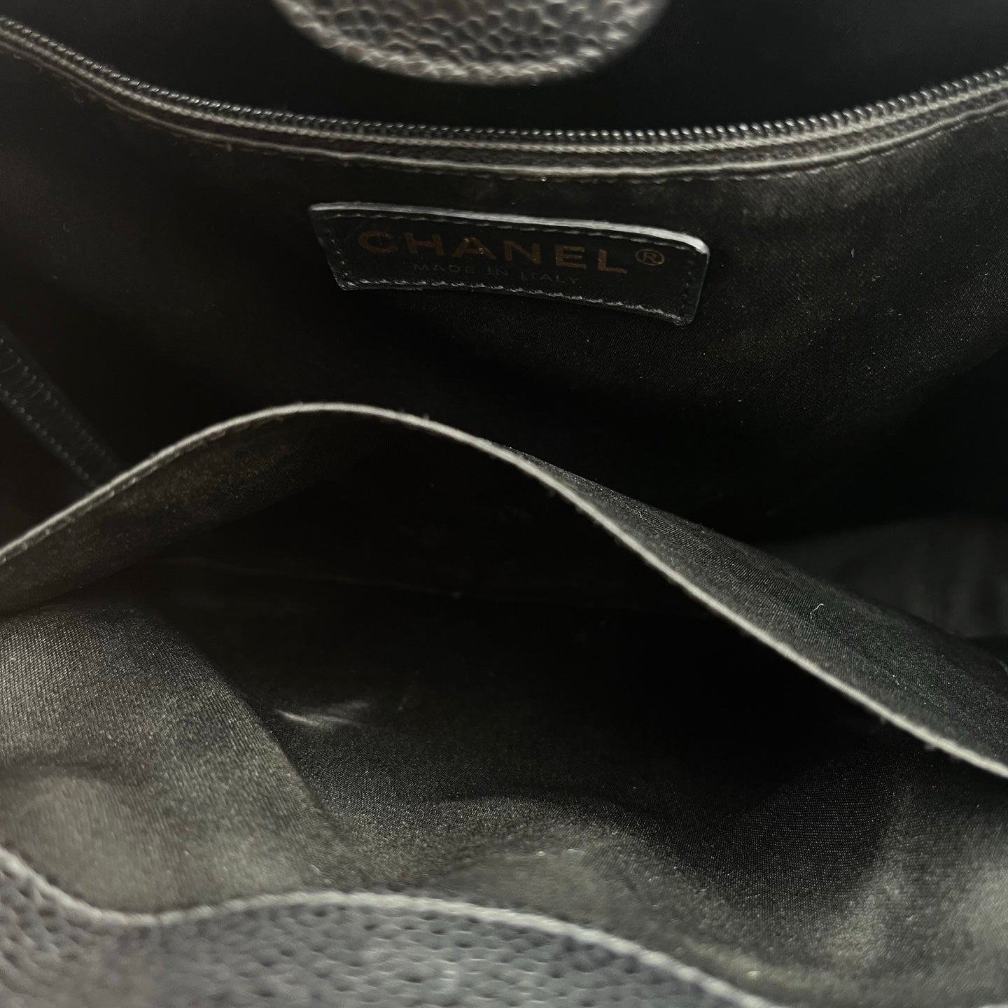 CHANEL Black Caviar Leather PST Shoulder Tote Bag with Gold Hardware  [Used]