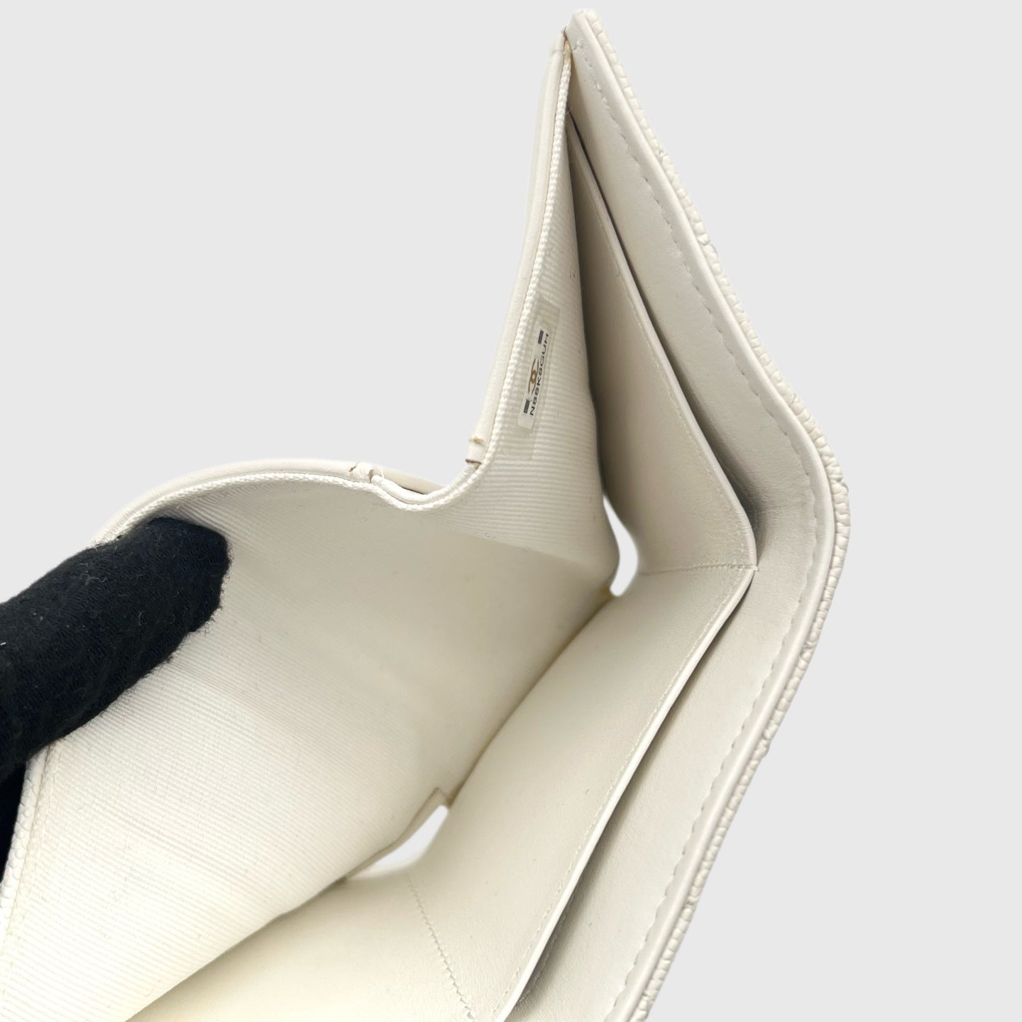 Chanel White Caviar Leather Mini Trifold Wallet [Used]