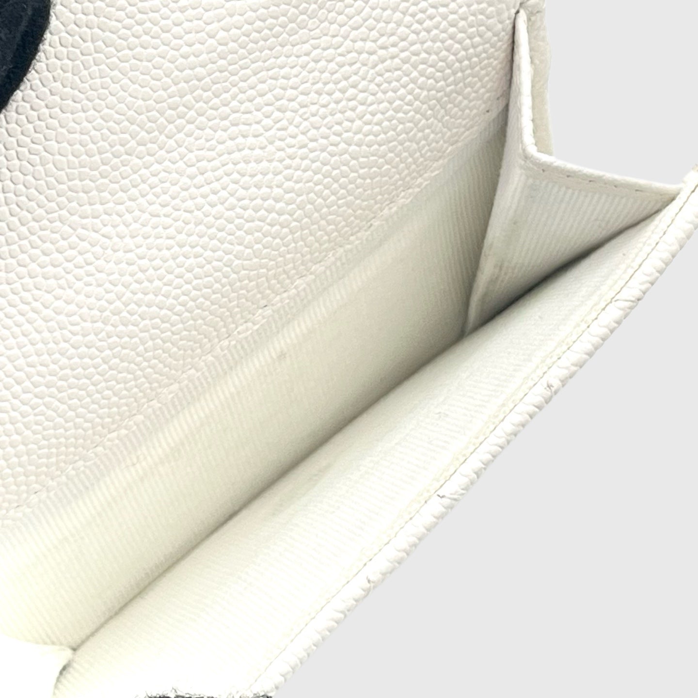 Chanel White Caviar Leather Mini Trifold Wallet [Used]