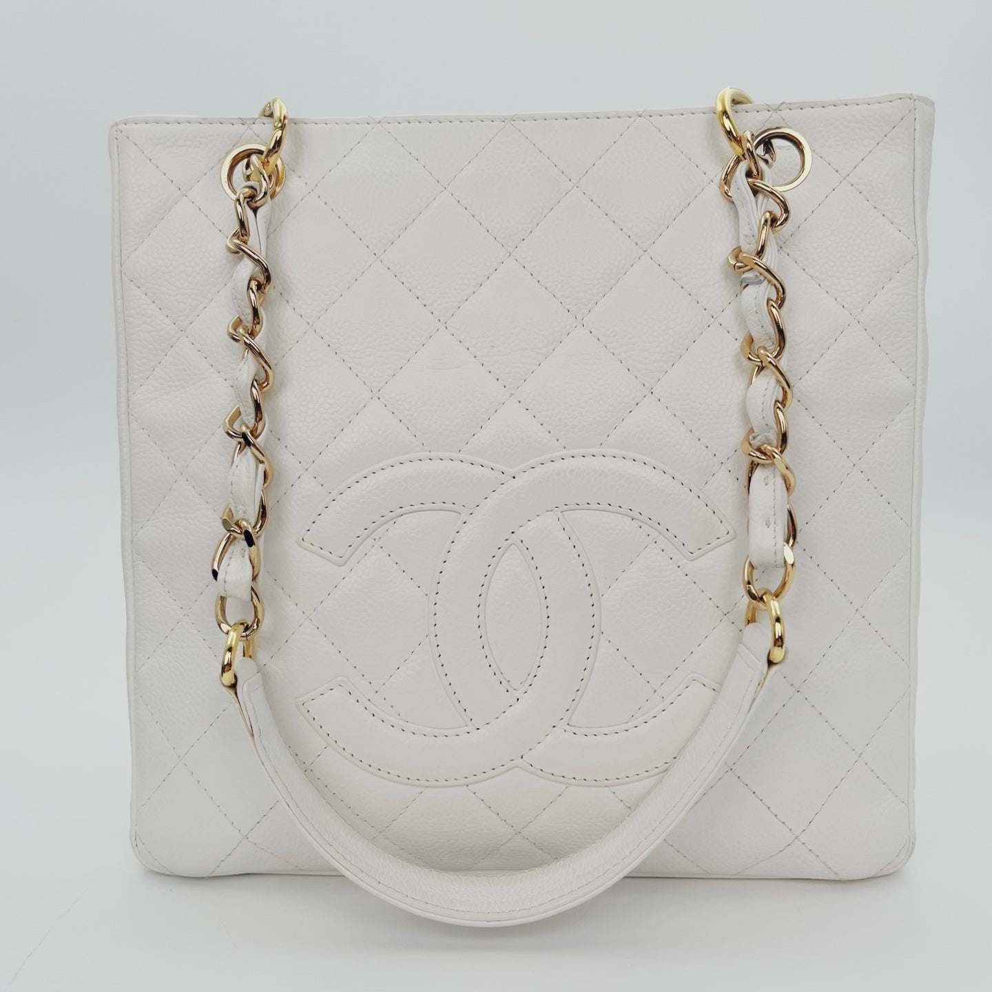 Chanel PST Petit Shopping Tote White/Gold [Used]
