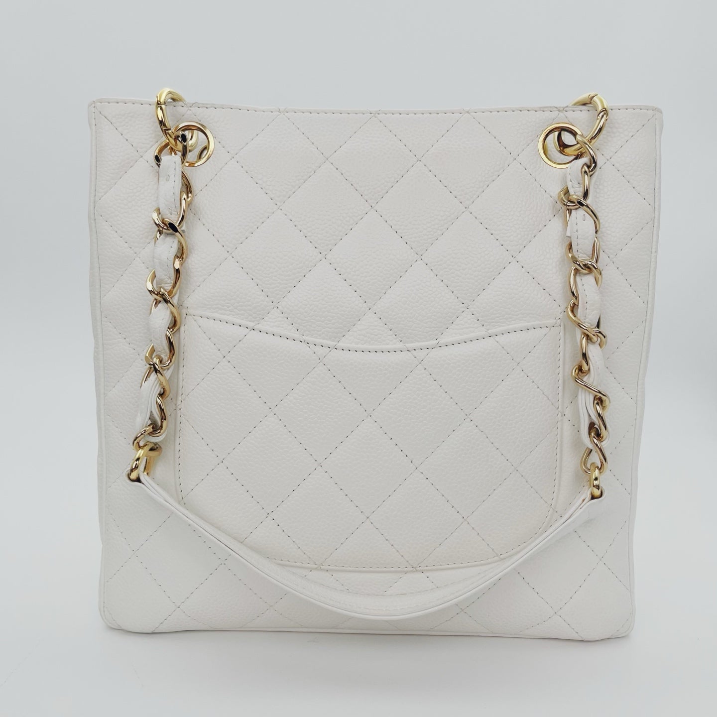 Chanel PST Petit Shopping Tote White/Gold [Used]