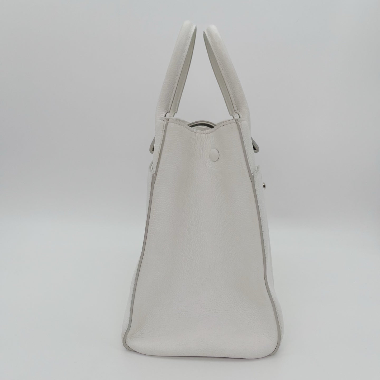 Chanel Ivory Calfskin Tote Bag with Silver Hardware [Used]