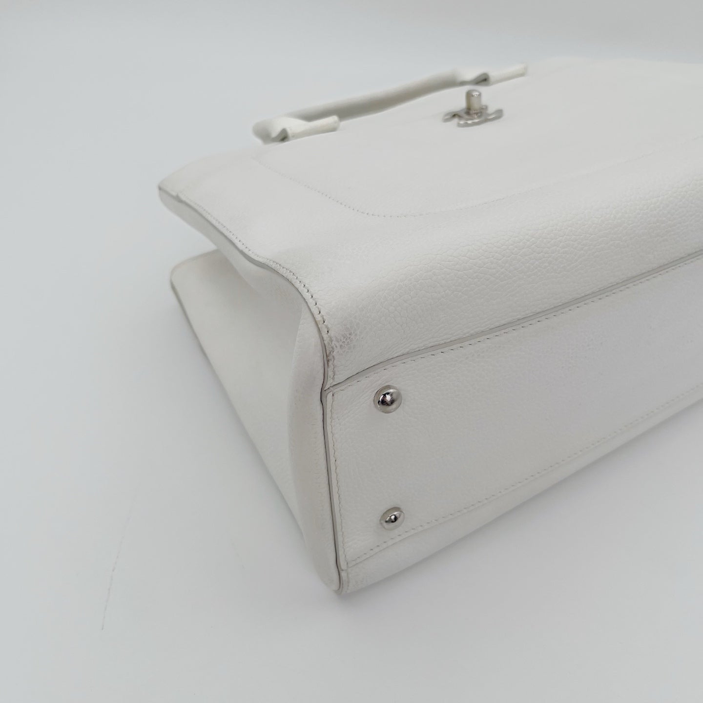 Chanel Ivory Calfskin Tote Bag with Silver Hardware [Used]