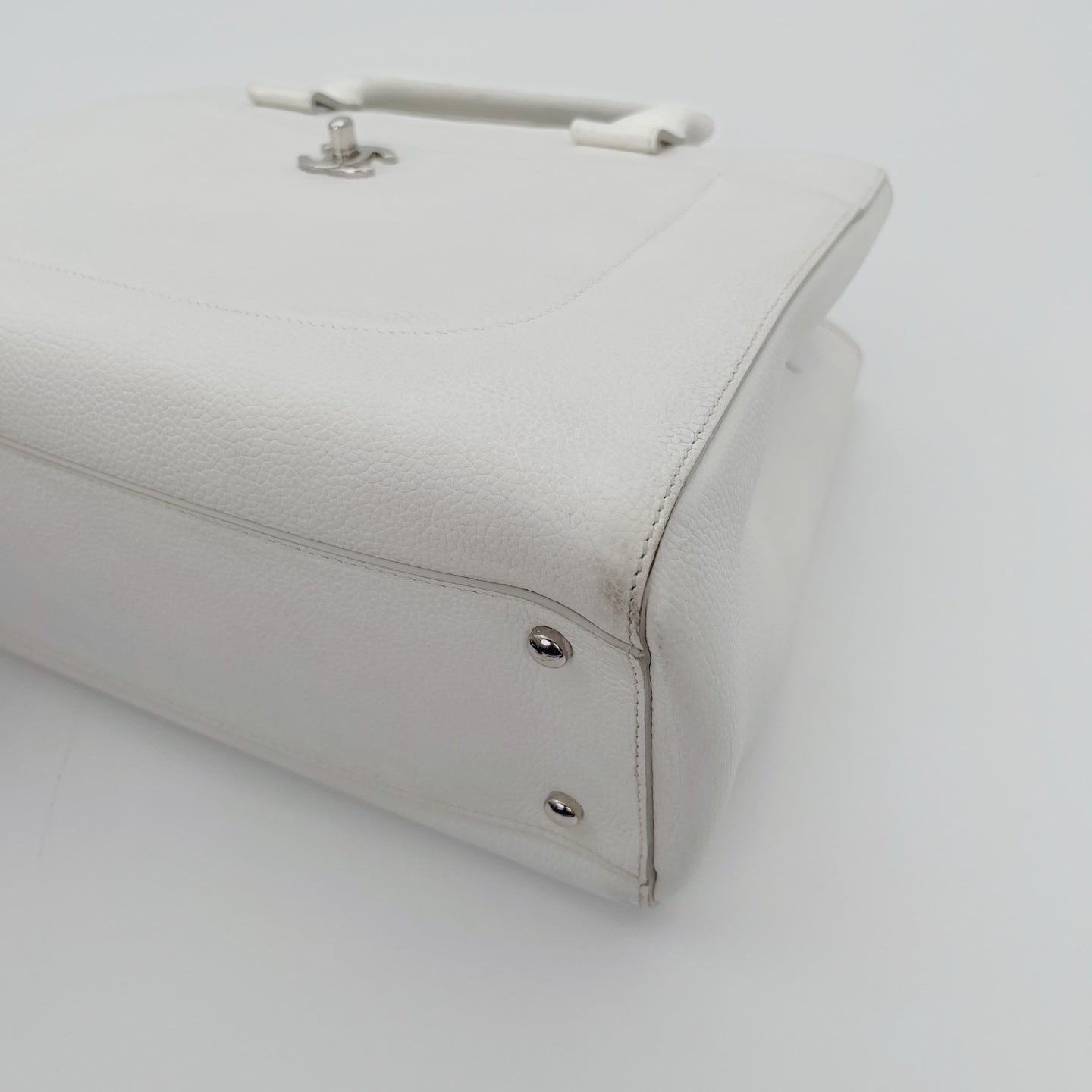 Chanel Ivory Calfskin Tote Bag with Silver Hardware [Used]