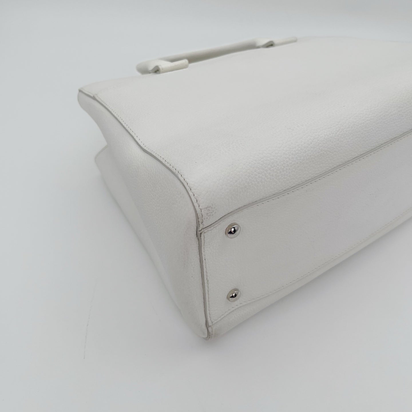 Chanel Ivory Calfskin Tote Bag with Silver Hardware [Used]