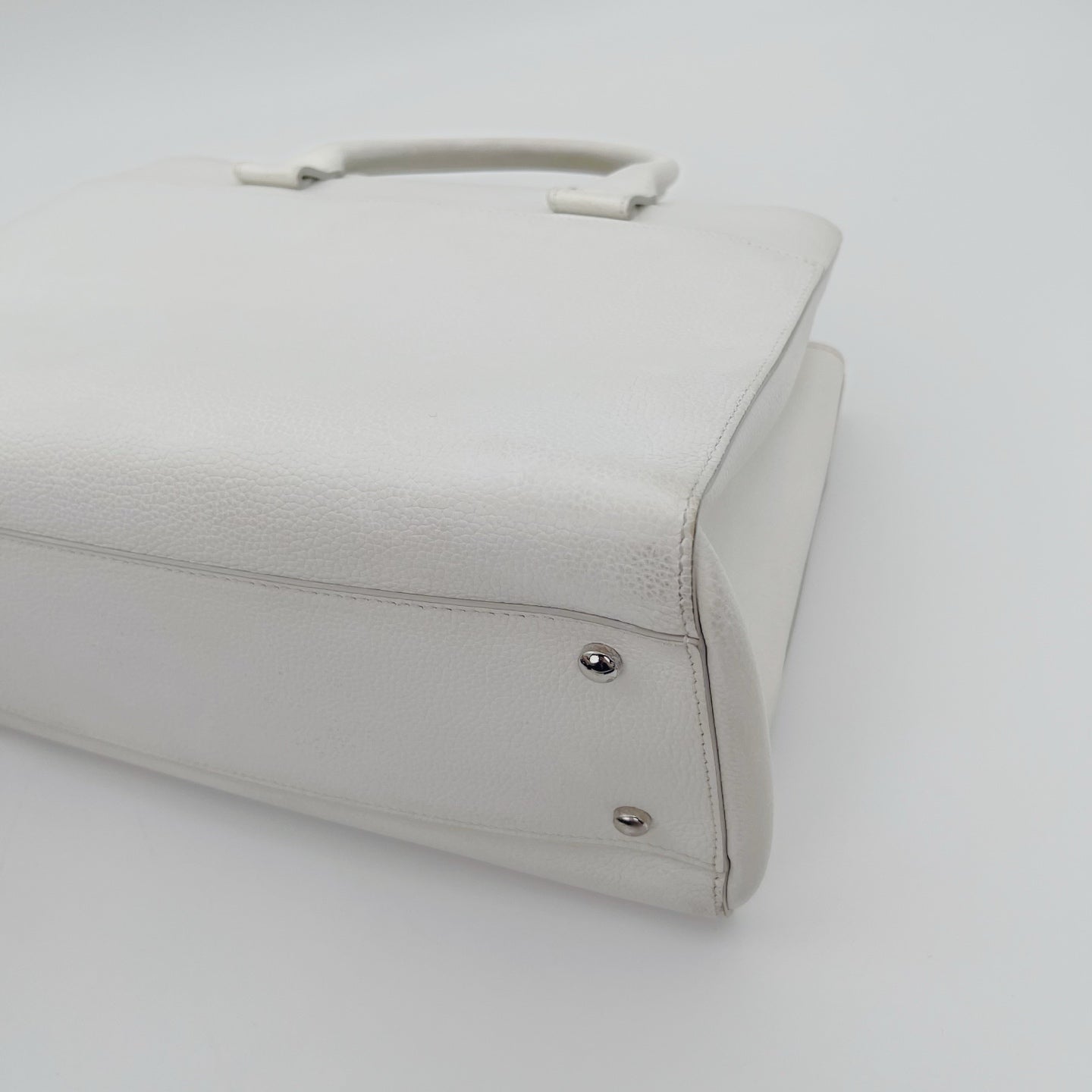 Chanel Ivory Calfskin Tote Bag with Silver Hardware [Used]