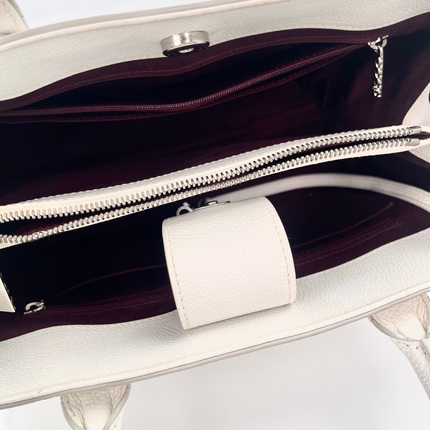 Chanel Ivory Calfskin Tote Bag with Silver Hardware [Used]