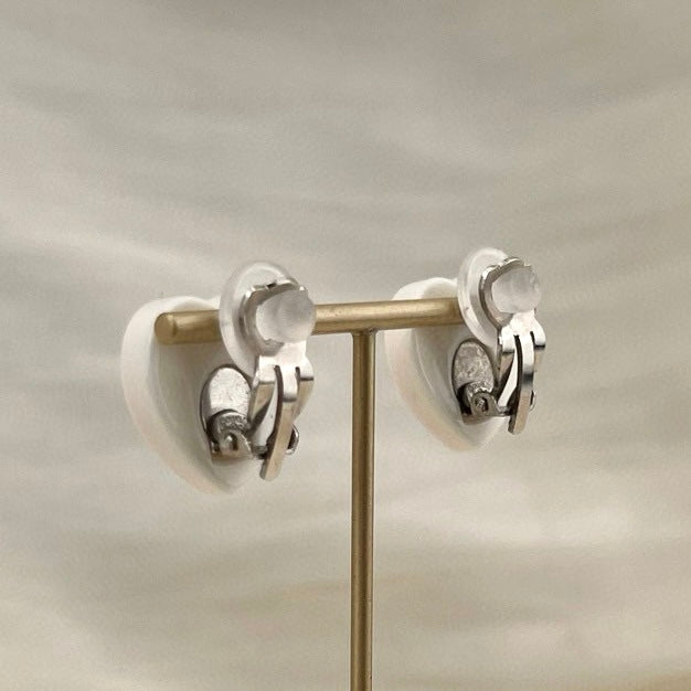 CHANEL Coco Mark Heart Clip-On Earrings [Used]