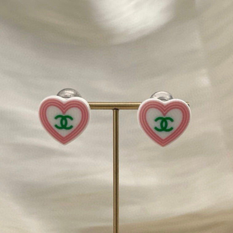 CHANEL Coco Mark Heart Clip-On Earrings [Used]