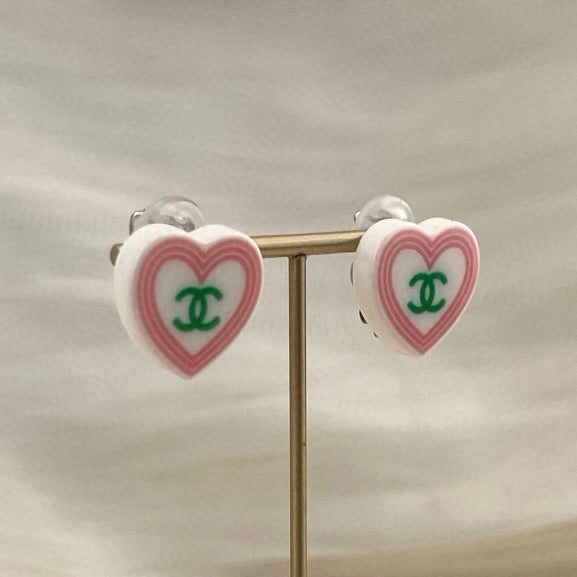 CHANEL Coco Mark Heart Clip-On Earrings [Used]