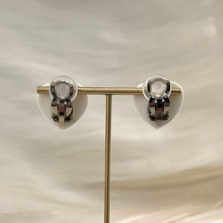 CHANEL Coco Mark Heart Clip-On Earrings [Used]