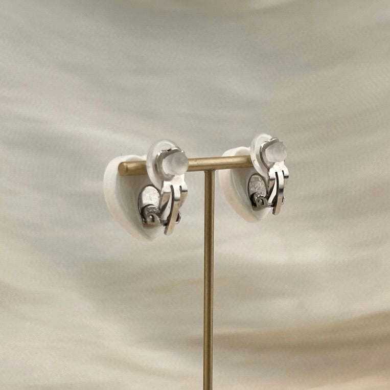 CHANEL Coco Mark Heart Clip-On Earrings [Used]