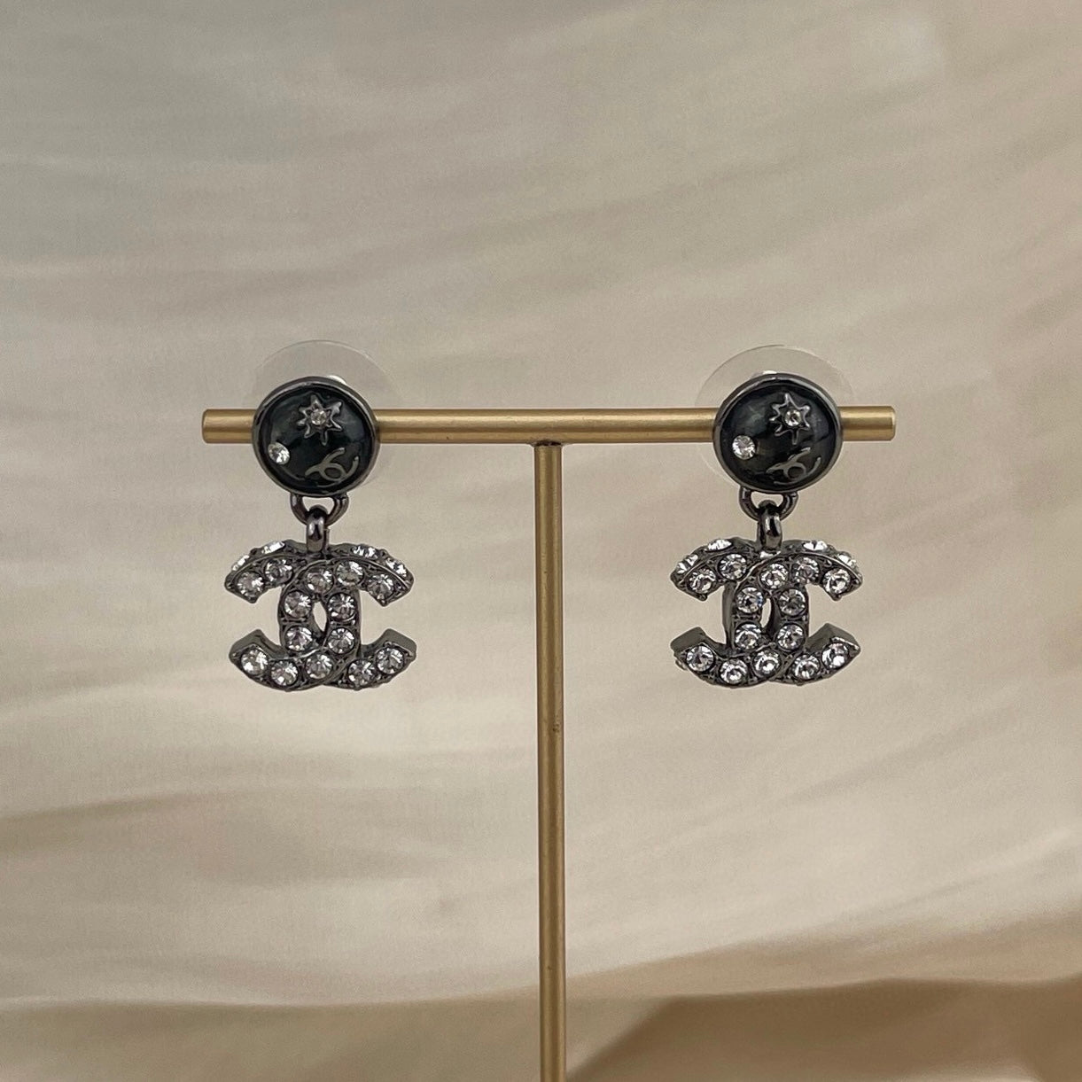 CHANEL Coco Mark Rhinestone Earrings 03A [Used]
