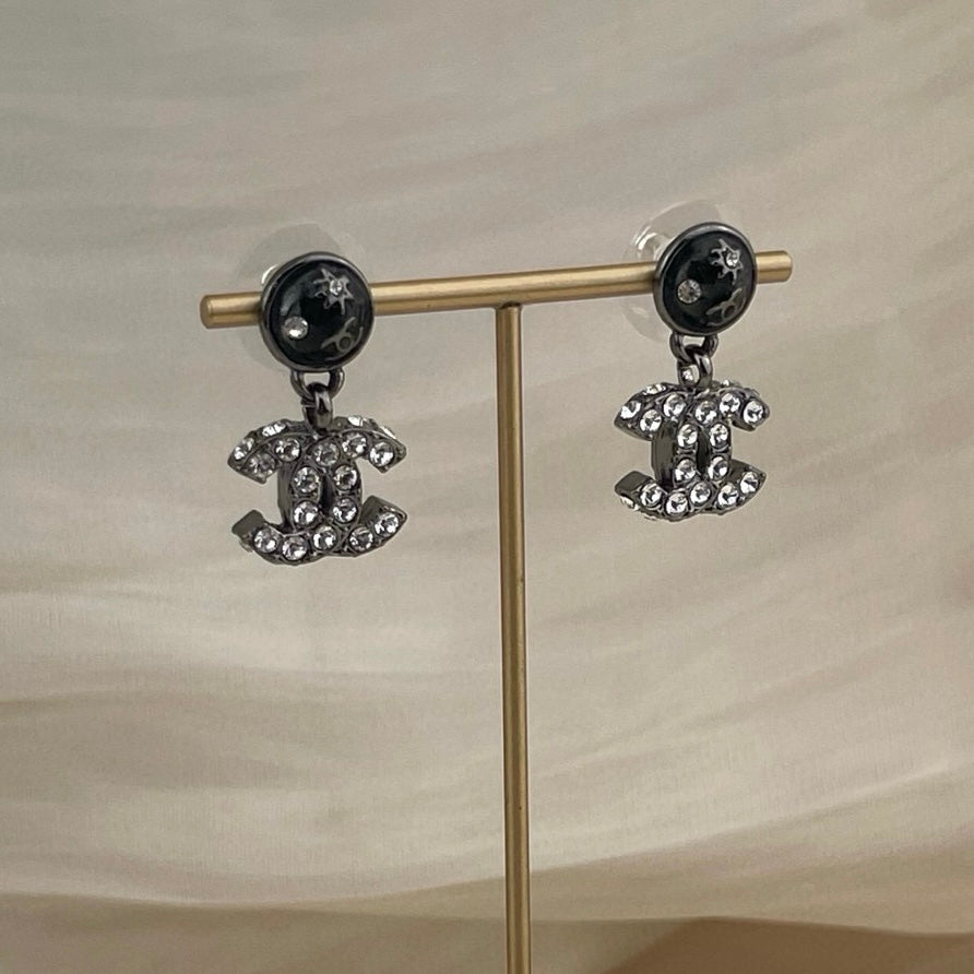 CHANEL Coco Mark Rhinestone Earrings 03A [Used]