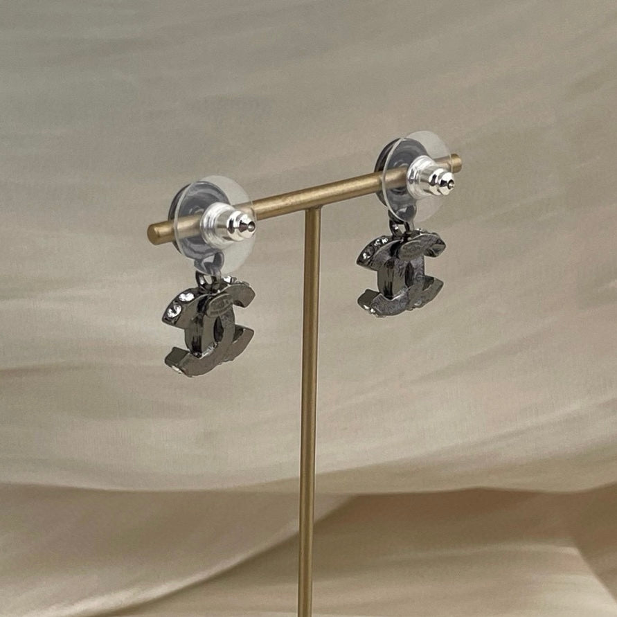 CHANEL Coco Mark Rhinestone Earrings 03A [Used]