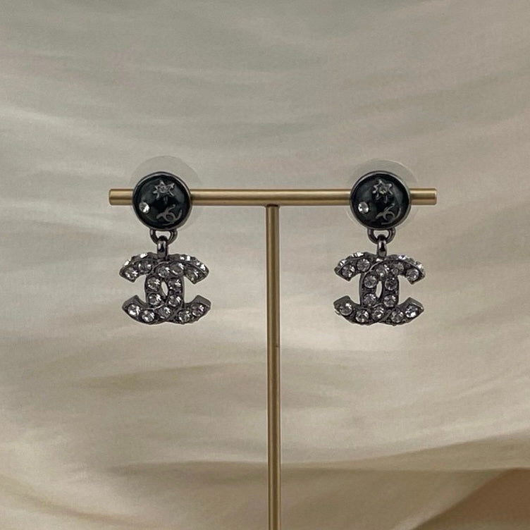 CHANEL Coco Mark Rhinestone Earrings 03A [Used]