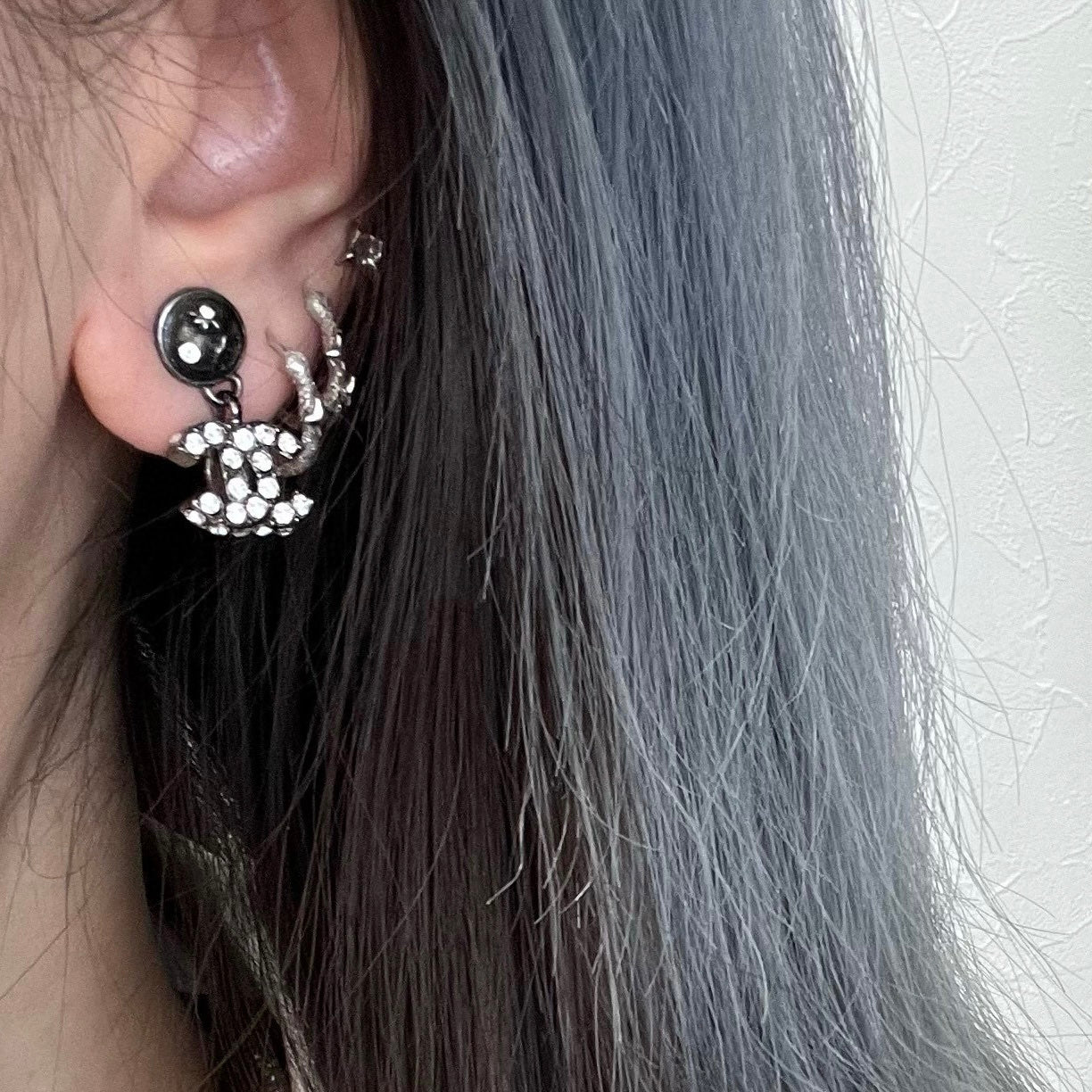 CHANEL Coco Mark Rhinestone Earrings 03A [Used]