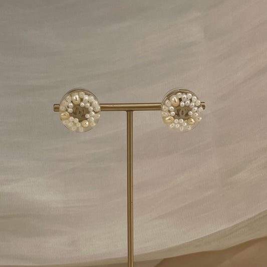 Chanel Coco Mark Earrings 13S – White Plastic[Used]