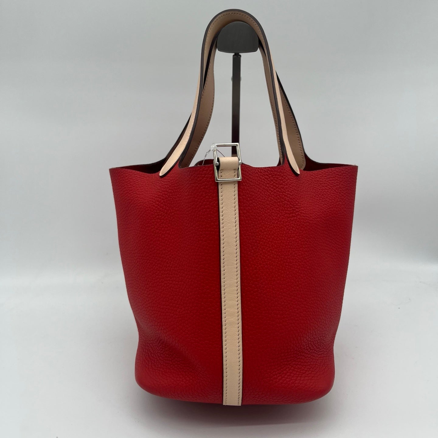Hermès Picotin Lock MM  Rouge Tomato/Rose Eglantine Taurillon Clemence HandBag [Used]