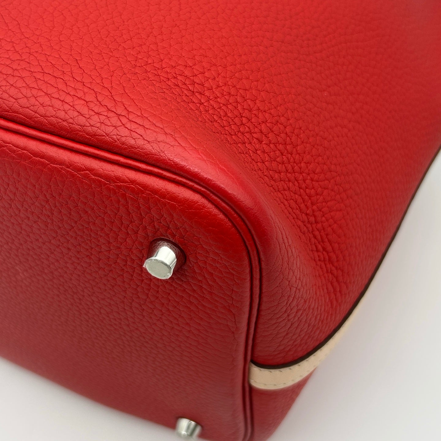 Hermès Picotin Lock MM  Rouge Tomato/Rose Eglantine Taurillon Clemence HandBag [Used]