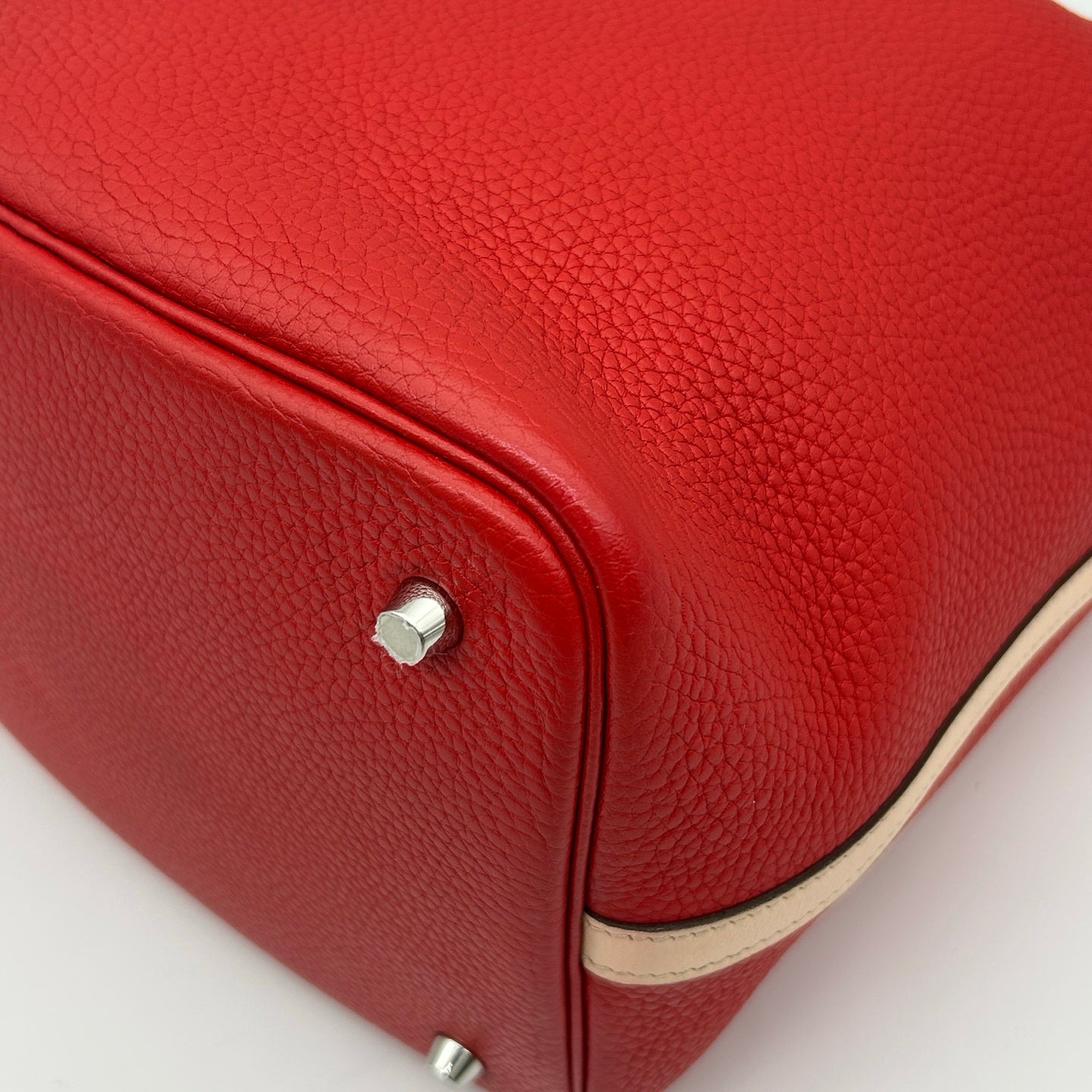 Hermès Picotin Lock MM  Rouge Tomato/Rose Eglantine Taurillon Clemence HandBag [Used]