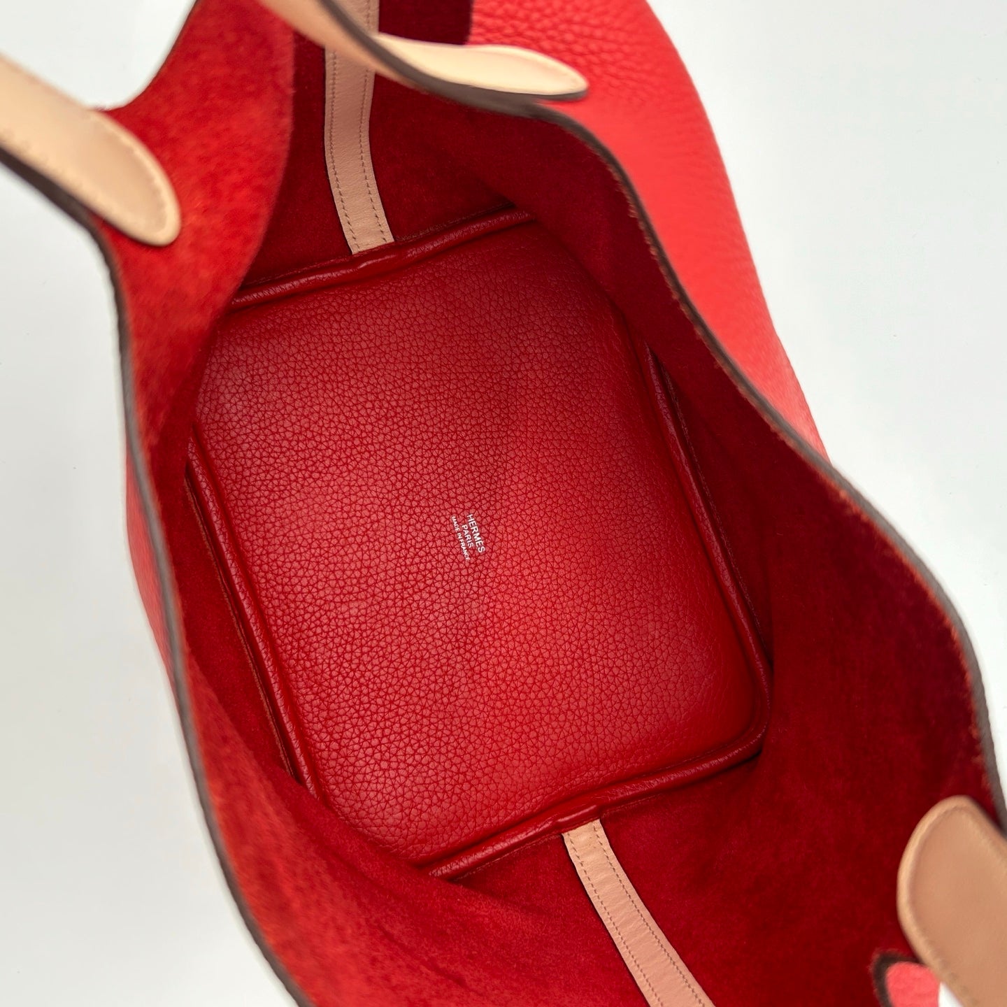 Hermès Picotin Lock MM  Rouge Tomato/Rose Eglantine Taurillon Clemence HandBag [Used]