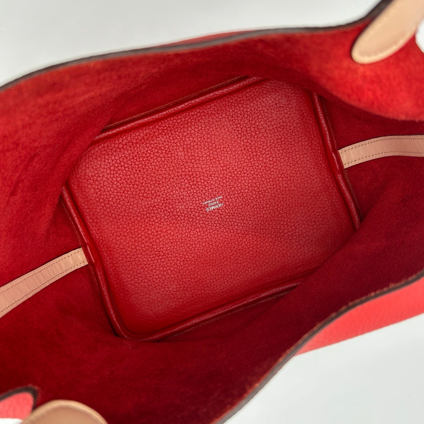 Hermès Picotin Lock MM  Rouge Tomato/Rose Eglantine Taurillon Clemence HandBag [Used]