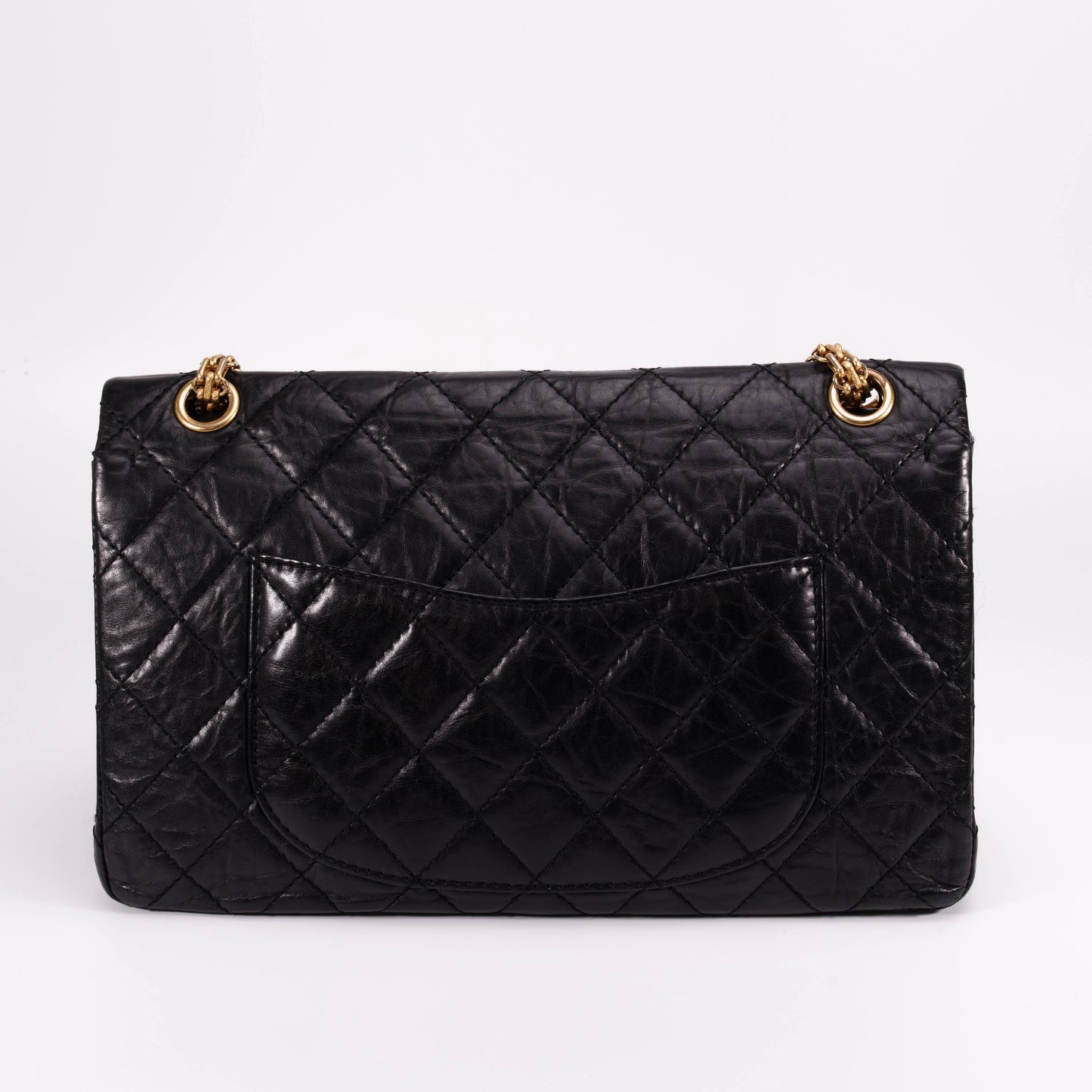 CHANEL Black Aged Calfskin Quilted 2.55 Reissue 225 Flap Bag [Used]