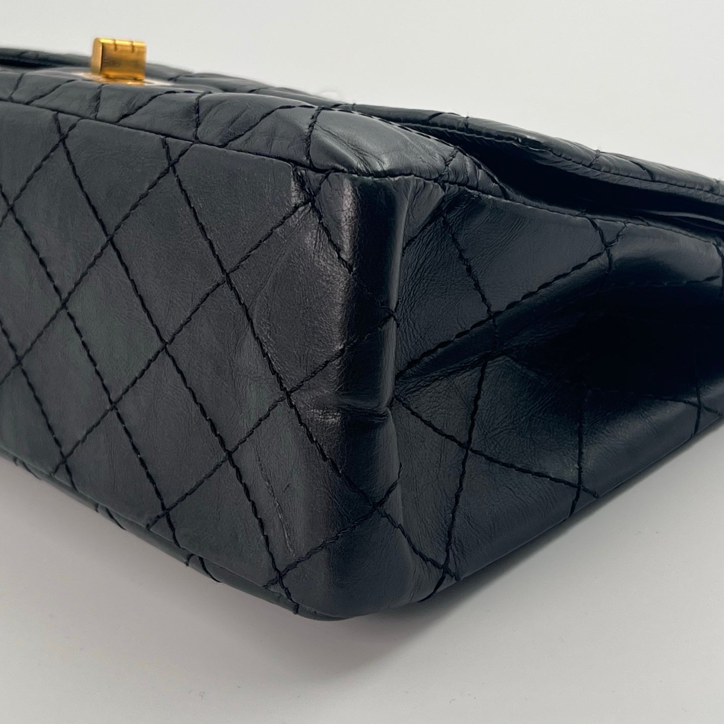 CHANEL Black Aged Calfskin Quilted 2.55 Reissue 225 Flap Bag [Used]