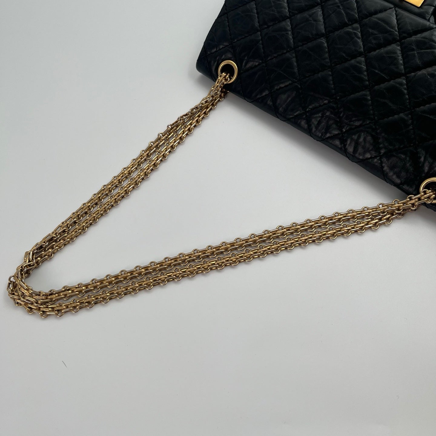 CHANEL Black Aged Calfskin Quilted 2.55 Reissue 225 Flap Bag [Used]