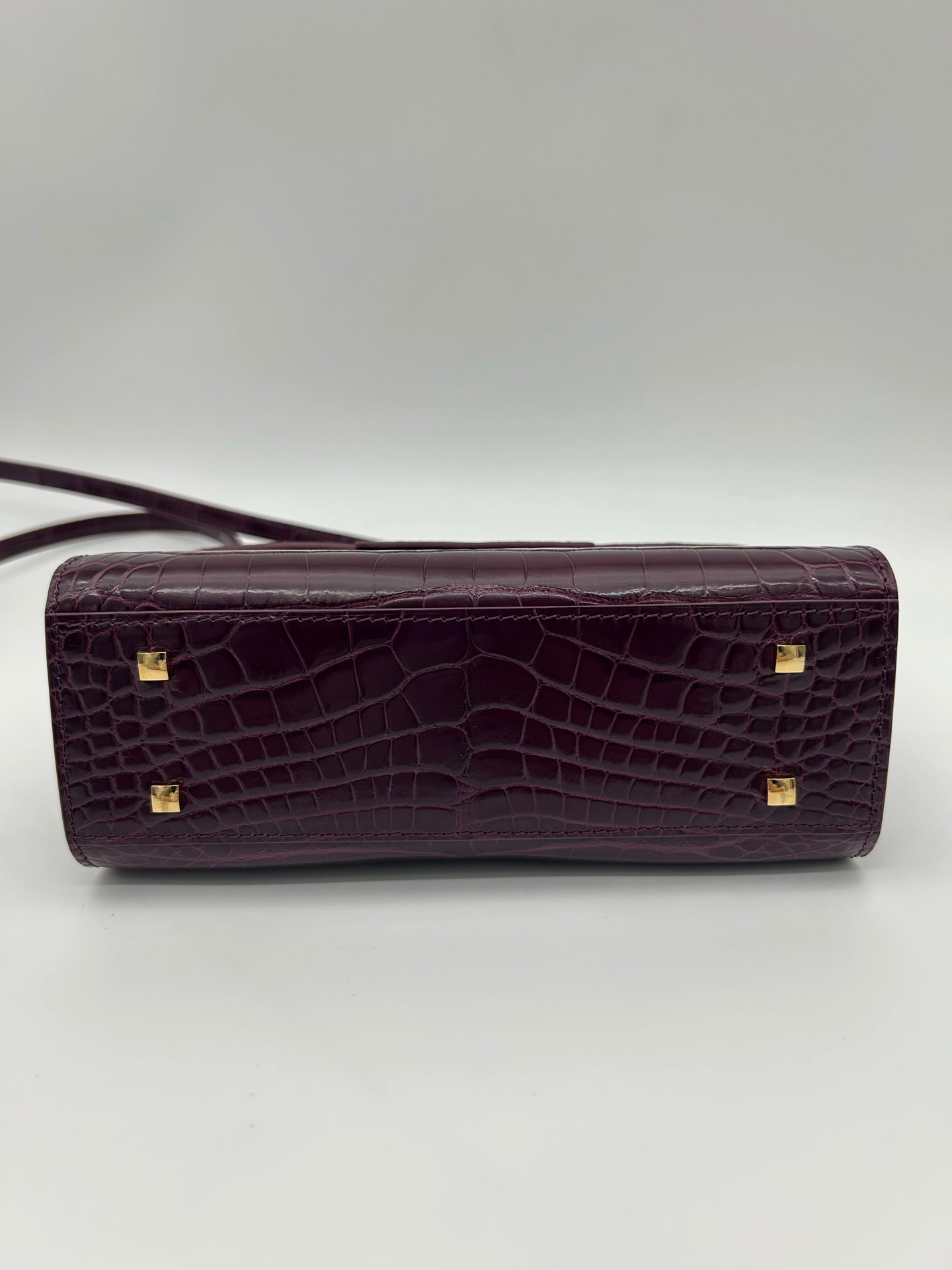 Delvaux Tempête Crocodile Leather Burgundy 2WAY Handbag 21 × 15 × 8 cm [Used]