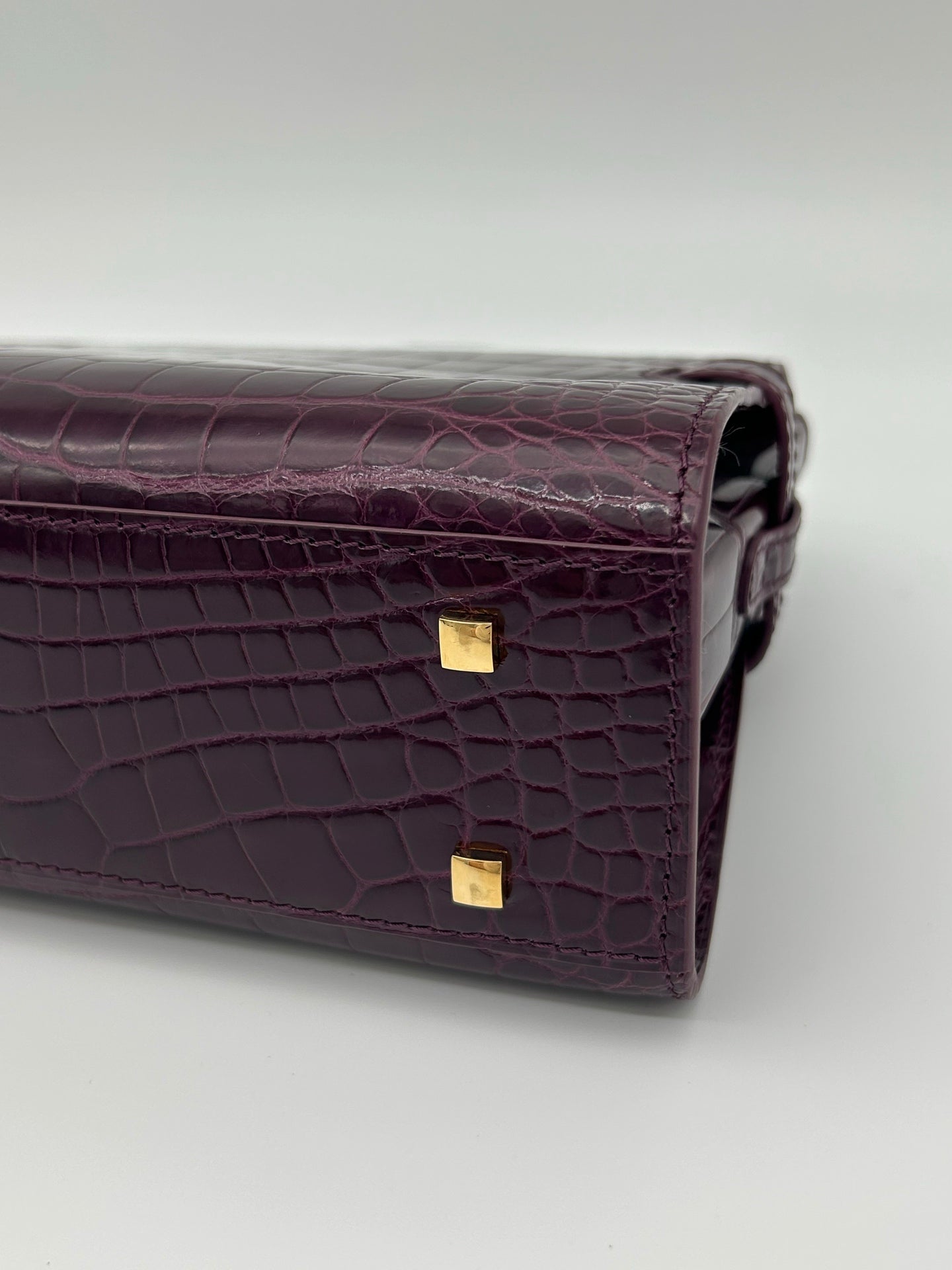 Delvaux Tempête Crocodile Leather Burgundy 2WAY Handbag 21 × 15 × 8 cm [Used]